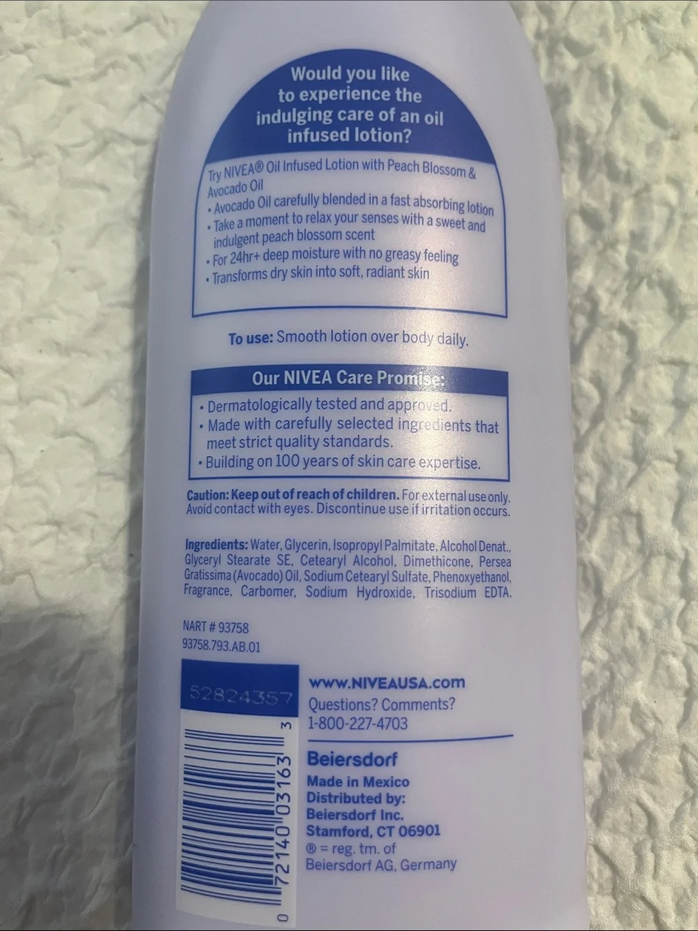 NWT Nivea Peach Blossom and Avocado Oil Body Lotions